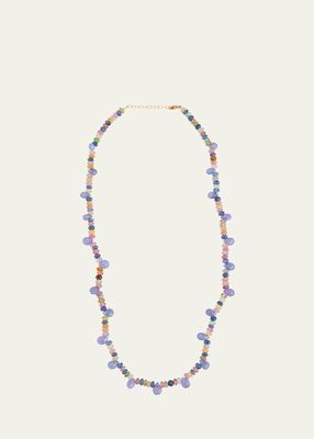 Rainbow Sapphire Bead and Tanzanite Candy Necklace