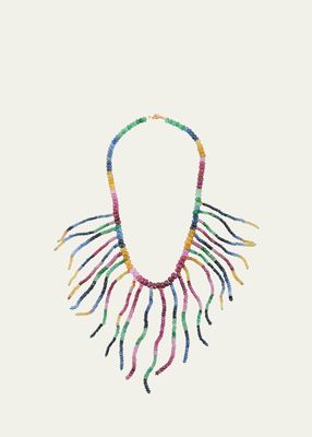 Rainbow Sapphire Bead Fringe Necklace