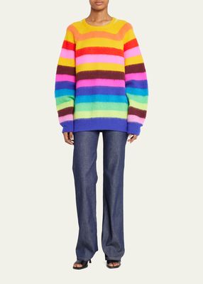 Rainbow Stripe Brushed Unisex Sweater