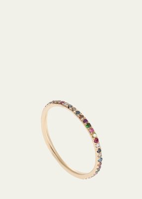 Rainbow Thread 18K Gold Multi-Stone Band Ring