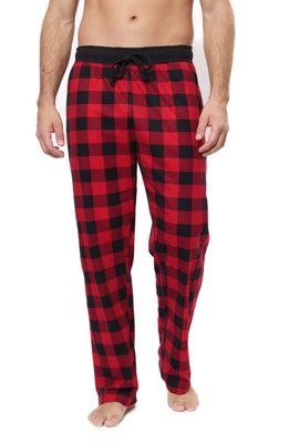 RAINFOREST Brushed Flannel Plaid Print Pajama Pants in Black/Red