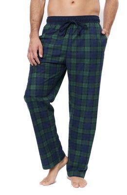 RAINFOREST Brushed Flannel Plaid Print Pajama Pants in Green Navy