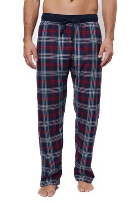 RAINFOREST Brushed Flannel Plaid Print Pajama Pants in White Navy Red