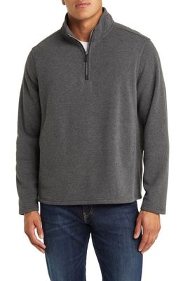 RAINFOREST Brushed Knit Quarter Zip Pullover in Charcoal Heather