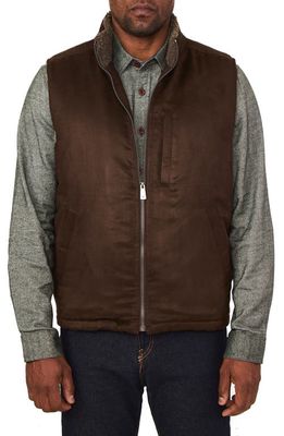 RAINFOREST Faux Shearling Lined Faux Suede Vest in Timber