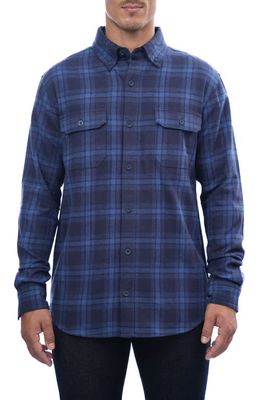 RAINFOREST Heavyweight Brushed Flannel Shirt in Navy Plaid