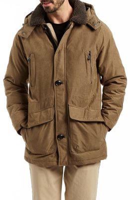 RAINFOREST Micro Oxford Thermo Filled Faux Shearling Lined Water Resistant Parka in Tobacco