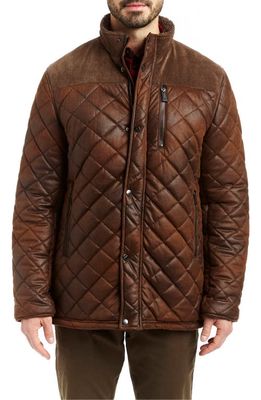 RAINFOREST Quilted Faux Shearling Lined Jacket in Russet
