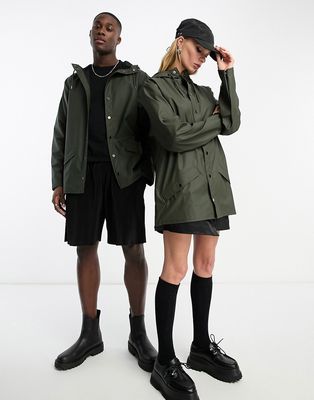 Rains 12010 unisex waterproof short jacket in green
