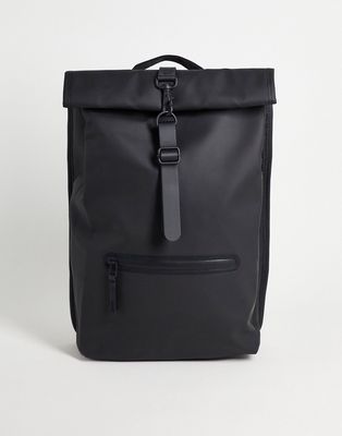 Rains 13160 unisex waterproof roll top backpack in black