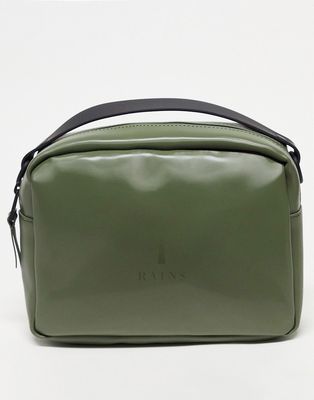 Rains box bag in shiny olive-Green