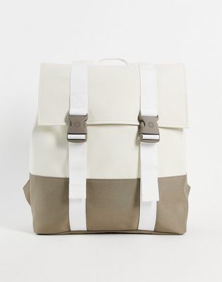 Rains buckle MSN backpack in off white color block
