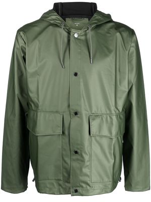 Rains coated-finish button-up raincoat - Green