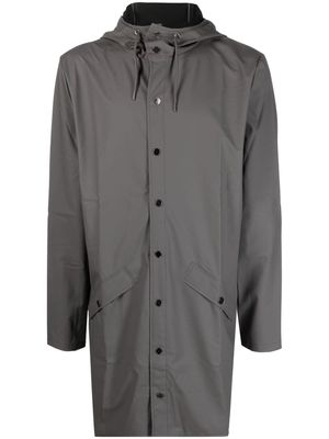 Rains hooded stud-fastening raincoat - Grey