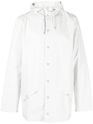 Rains iridescent faux-leather hooded raincoat - White