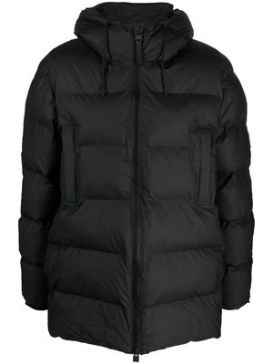 Rains logo-patch hooded padded jacket - Black