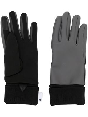 Rains logo-tag two-tone panelled gloves - Grey