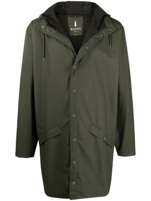 Rains long hooded jacket - Green
