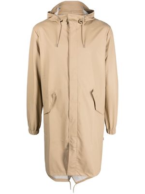 Rains long sleeve hooded raincoat - Neutrals
