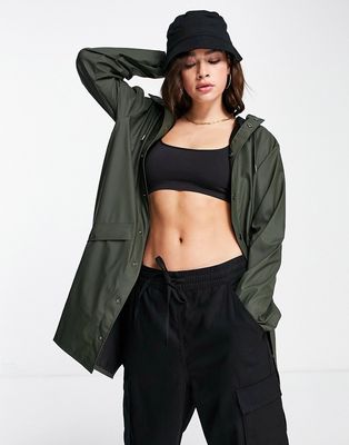 Rains long waterproof jacket in green