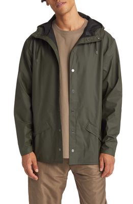 Rains Men's Lightweight Hooded Waterproof Rain Jacket in Green
