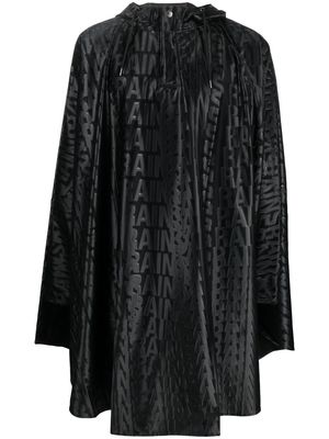 Rains monogram-print hooded cape - Black
