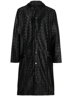 Rains monogram-print hooded raincoat - Black