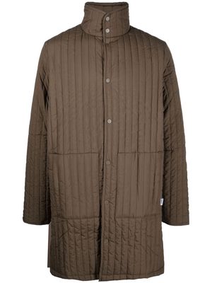 Rains padded high-neck coat - Brown
