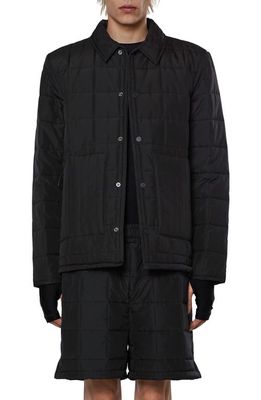 Rains Quilted Water Resistant Liner Shirt Jacket in Black