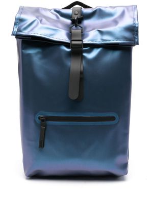 Rains Rolltop iridescent-effect backpack - Blue