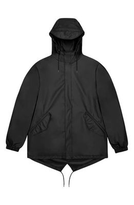 Rains Waterproof Hooded Fishtail Rain Jacket in Black