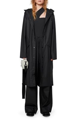 Rains Waterproof Hooded Long Jacket in 01 Black