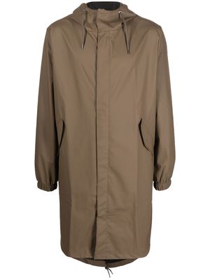Rains zip-up hooded raincoat - Brown