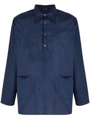 RAJESH PRATAP SINGH embroidered detail asymmetric hem shirt - Blue