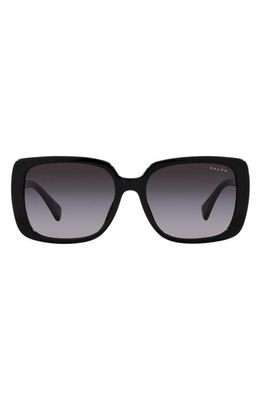 RALPH 55mm Gradient Rectangular Sunglasses in Shiny Black