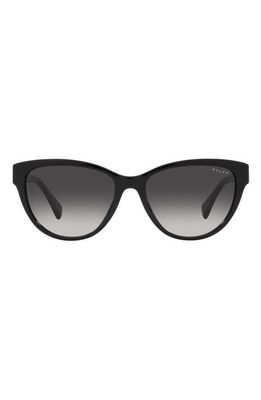 RALPH 56mm Gradient Oval Sunglasses in Shiny Black