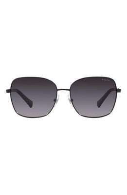 RALPH 58mm Gradient Rectangular Sunglasses in Shiny Black