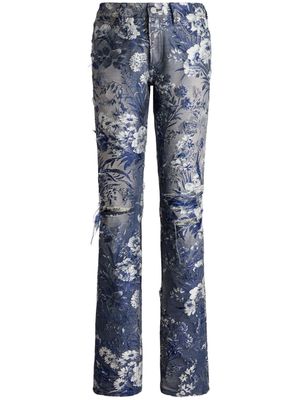 Ralph Lauren Collection 160 distressed floral-jacquard jeans - Blue