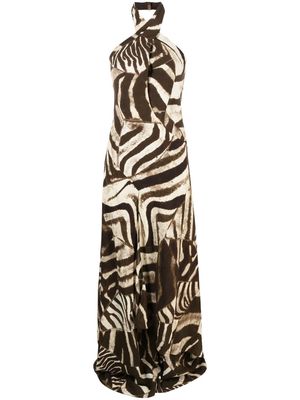 Ralph Lauren Collection animal-print halterneck maxi dress - Brown