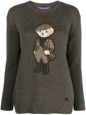Ralph Lauren Collection bear appliqué cashmere jumper - Green