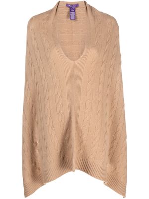 Ralph Lauren Collection cable-knit cashmere poncho - Brown