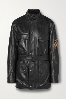 Ralph Lauren Collection - Cadena Belted Embellished Leather Jacket - Black