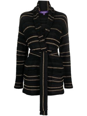 Ralph Lauren Collection contrast-stitching long-sleeve belted cardigan - Black