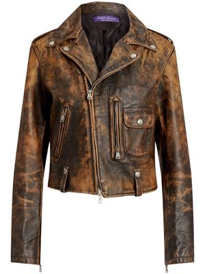 Ralph Lauren Collection Dwight Washed leather biker jacket - Brown