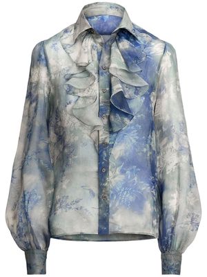 Ralph Lauren Collection Dylon floral-print silk blouse - Blue