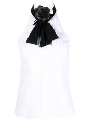 Ralph Lauren Collection floral rosette sleeveless shirt - White