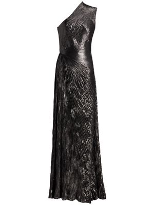 Ralph Lauren Collection Hadlea foiled-finish ruched dress - Black