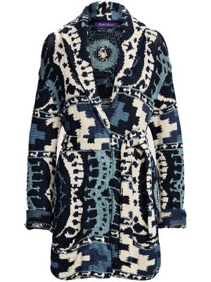 Ralph Lauren Collection ikat-pattern linen-silk cardigan - Blue
