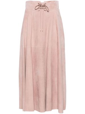 Ralph Lauren Collection lace-up suede midi skirt - Pink