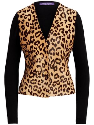 Ralph Lauren Collection leopard-pattern intarsia-knit cardigan - Brown